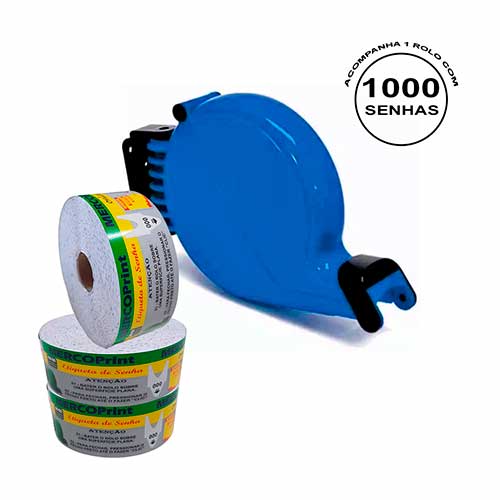 Dispenser Tira Senha Bico De Pato + Bobina - Azul
